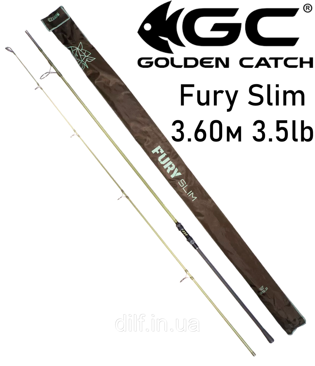 Вудлище Golden Catch G.Carp Fury Slim (3.60 м 3.5 lb) коропове 50 мм перше кільце, фото 1