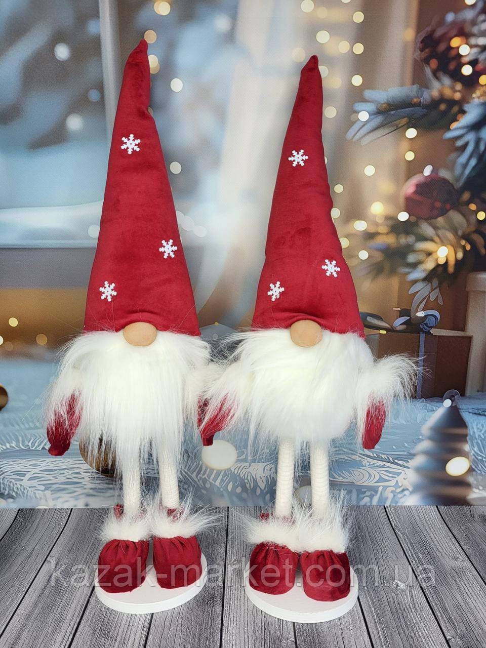 Новорічний ельф гном 75-80 см на довгих ніжках, декоративний різдвяний скандинавський гном, фото 1