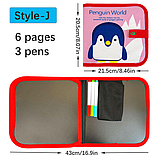 Багаторазовий альбом для творчості з фломастерами Пінгвін Світ малювання для дітей розвиток фантазії моторики безпечні матеріали, фото 6