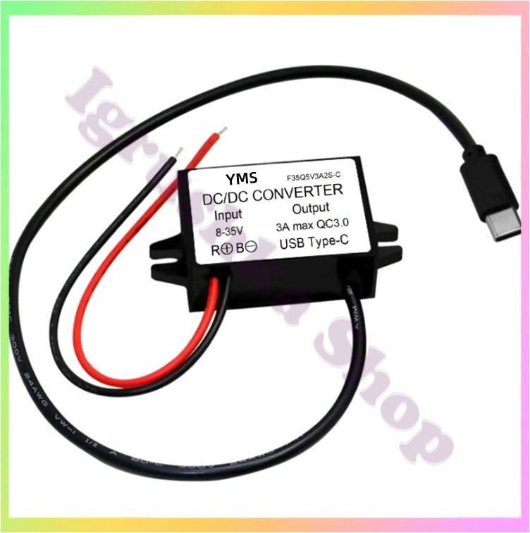 Перетворювач напруги 12В 5В 3А Type-C адаптер живлення для автомобіля із прихованою проводкою блок живлення USB, фото 1