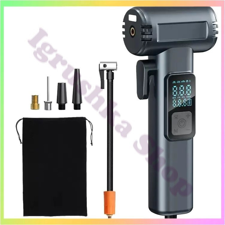 Портативний автомобільний компрессор 150PSI 12V бездротовий акумуляторний компрессор Powerbank для накачування шин і зарядки, фото 1