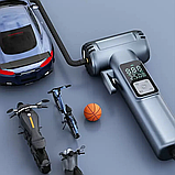 Портативний автомобільний компрессор 150PSI 12V бездротовий акумуляторний компрессор Powerbank для накачування шин і зарядки, фото 3