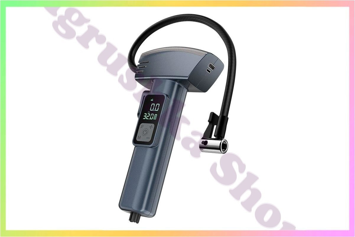 Портативний компрессор бездротовий акумуляторний накачувач шин велосипедів м'ячів LED підсвітка компактний легкий універсальний, фото 1