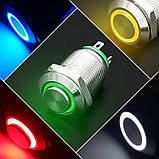 Кнопка 22 мм фіксується 12 24 В зелений LED індикатор 5 pin металева панельна з підсвічуванням для керування обладнанням, фото 5