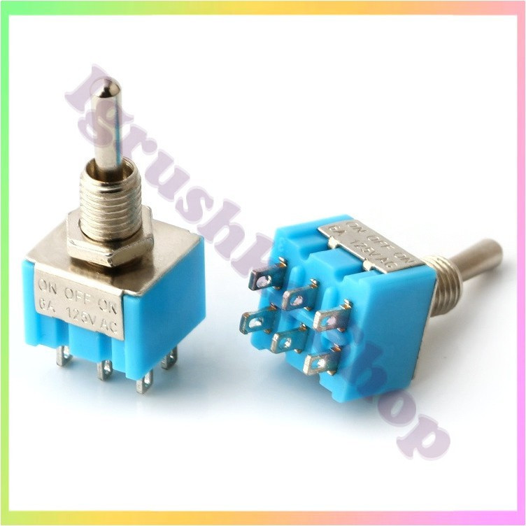Перемикач тумблер живлення MTS203 250В 3А трипозиційний міні тумблер DPDT ONOFFON для Arduino DIY електроніка, фото 1