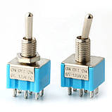 Перемикач тумблер живлення MTS203 250В 3А трипозиційний міні тумблер DPDT ONOFFON для Arduino DIY електроніка, фото 5