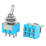 Перемикач тумблер живлення MTS203 250В 3А трипозиційний міні тумблер DPDT ONOFFON для Arduino DIY електроніка, фото 6