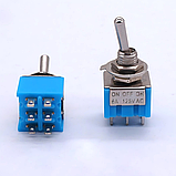 Перемикач тумблер живлення MTS202 250В 3А подвійний двополюсний DPDT ONON для радіотехніки Arduino DIY схем, фото 3