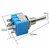 Перемикач тумблер живлення MTS202 250В 3А подвійний двополюсний DPDT ONON для радіотехніки Arduino DIY схем, фото 5