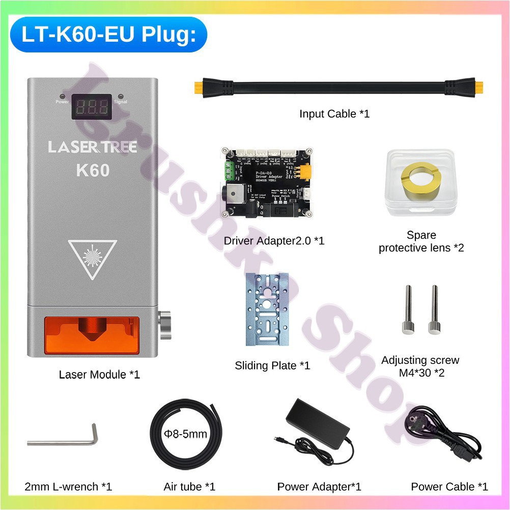 Потужний лазерний модуль з подачею повітря 60 Вт 450 нм для різання та гравіювання по дереву., фото 1