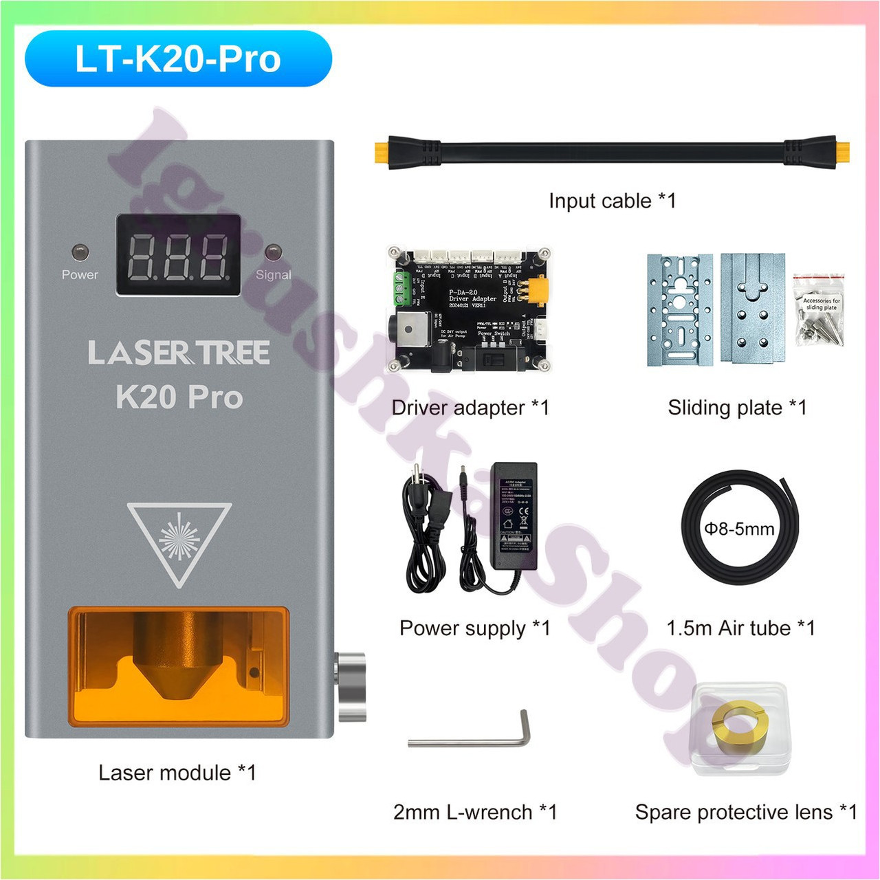 Потужний лазерний модуль 20 Вт з подачею повітря 450 нм для різання гравіювання дерева фанери шкіри CNC Laser Tree K20 Pro, фото 1
