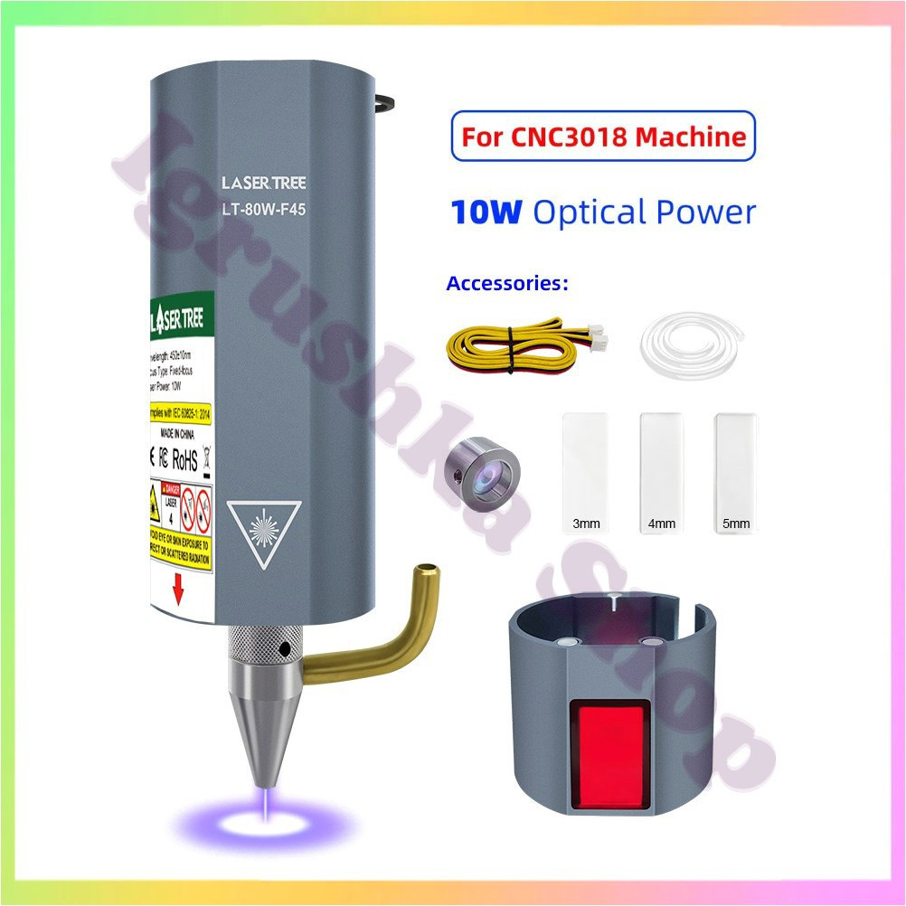 Потужний лазерний модуль LT-80W-F45 80 Вт 450 нм для гравіювання та різання на CNC 3018 PRO з подачею повітря та фокусом 45 мм, фото 1