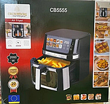 Аерофритниця безмасляна Crownberg CB-5555 8.5л аерогриль сенсорне управління 2000Вт чорний сірий великий об'єм програми готування, фото 3
