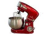 Тістомісильна машина планетарний міксер кухонний комбайн Crownberg 2600Вт чаша з нержавіючої сталі червоний 5 літрів, фото 2