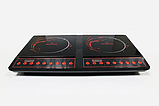Індукційна плита Crownberg CB-1329 двоконфоркова 2000 Вт електрична варильна поверхня склокерамічна, фото 2