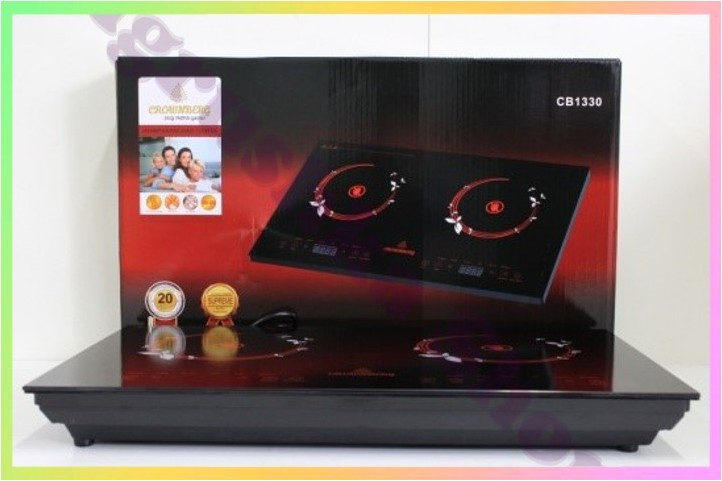 Інфрачервона плита Crownberg CB-1330 електрична двоконфоркова сенсорна склокерамічна для дому дачі з таймером 240 хвилин, фото 1