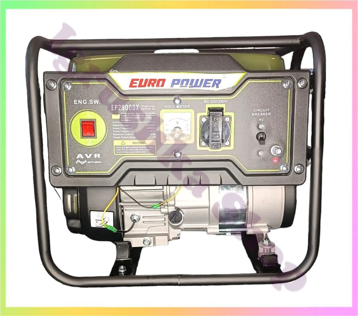 Генератор бензиновий Europower EP2900DX 1 2 1 5 KVA ручний пуск на ніжках резервний джерело живлення 220В 12В, фото 1