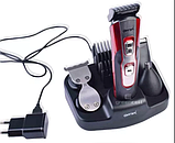 Професійна машинка для стрижки волосся Gemei GM 592 10 в 1 тример для бороди та вусів акумуляторна модель з насадками, фото 3