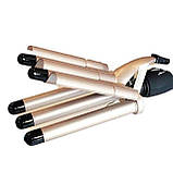 Плойка для волосся п'ять хвиль щипці Gemei GM 2933 гофре накрутка локони укладання кучері стильна зачіска, фото 3