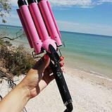 Потрійна плойка для завивки волосся Gemei GM 1956 керамічна плойка для укладання волосся хвилі кучері локони професійна плойка для, фото 4