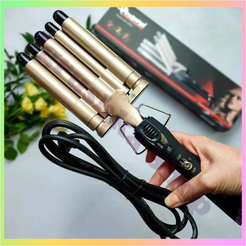 Плойка для завивки волосся п'ять хвиль щипці Gemei GM 2933 гофре накрутка локони стильні кучері, фото 1