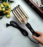 Плойка для завивки волосся п'ять хвиль щипці Gemei GM 2933 гофре накрутка локони стильні кучері, фото 6