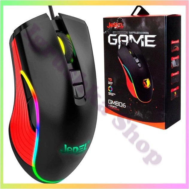 Провідна ігрова ведмедик JEDEL GM806 для ПК та ноутбука чорна з RGB підсвіткою ергономічний корпус 4000 DPI 6 кнопок USB Type-A, фото 1