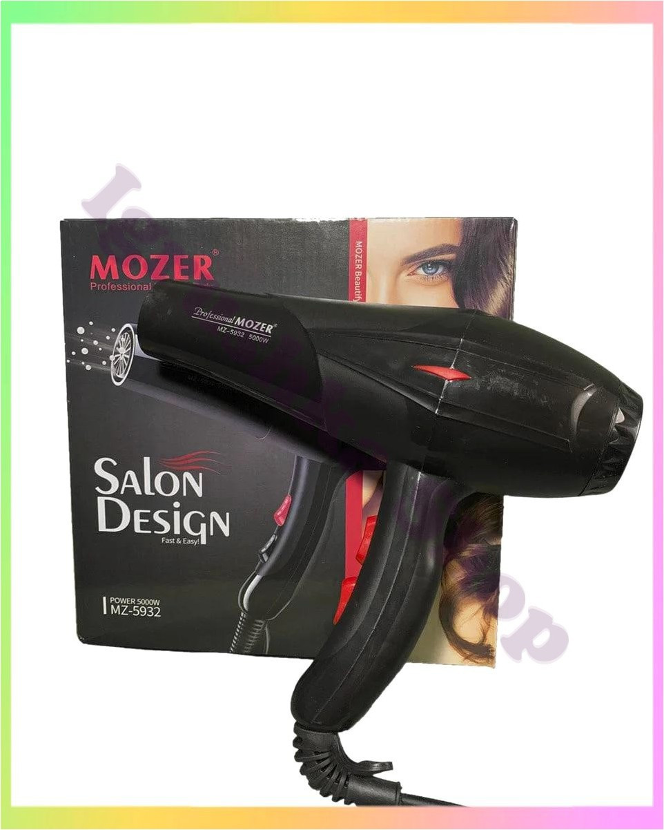 Професійний фен для укладання волосся Mozer MZ 5932 потужний фен для сушіння волосся з насадкою холодний обдув 5000 Вт, фото 1