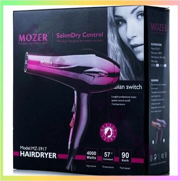 Фен для волосся Mozer MZ-5917 професійний потужний легкий з охолодженням насадка 4000 Вт три режими два потоки, фото 1