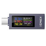 USB тестер KWS2302C TypeC 4 30В 0 12А для вимірювання струму напруги потужності енергії зарядних пристроїв PowerBank адаптерів, фото 3