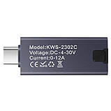 USB тестер KWS2302C TypeC 4 30В 0 12А для вимірювання струму напруги потужності енергії зарядних пристроїв PowerBank адаптерів, фото 6