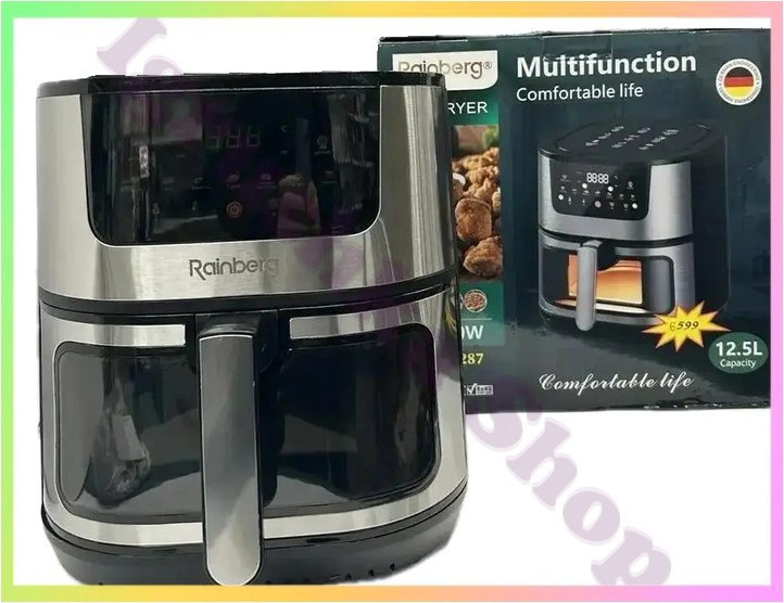 Аерофритюрниця Rainberg RB-2287 12.5 л 4200 Вт мультипіч сенсорне управління гаряче повітря фритюрниця, фото 1