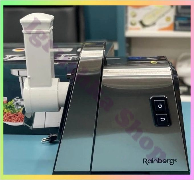 Електрична м'ясорубка Rainberg RB-2271 м'ясорубка 3 решітки 4 насадки реверс 3000 Вт шнекова для дому сірий, фото 1