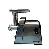 Електрична м'ясорубка Rainberg RB-2271 м'ясорубка 3 решітки 4 насадки реверс 3000 Вт шнекова для дому сірий, фото 4