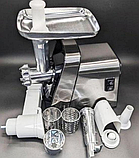 Електрична м'ясорубка Rainberg RB-2271 м'ясорубка 3 решітки 4 насадки реверс 3000 Вт шнекова для дому сірий, фото 5