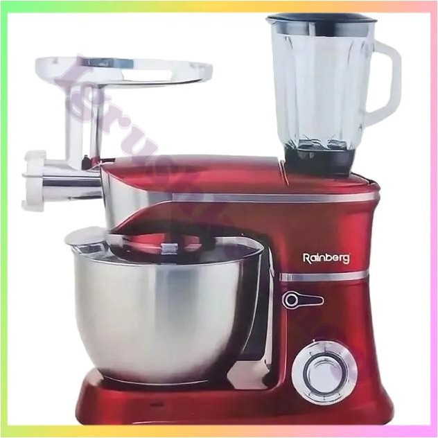 Кухонний комбайн Rainberg RB8080 3в1 міксер м'ясорубка блендер 2200Вт червоний 5л нержавіюча сталь, фото 1