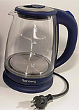 Електричний чайник скляний Rainberg 1.8 л RB-902 з LED підсвічуванням нагрівальний елемент нержавіюча сталь 360 градусів, фото 4