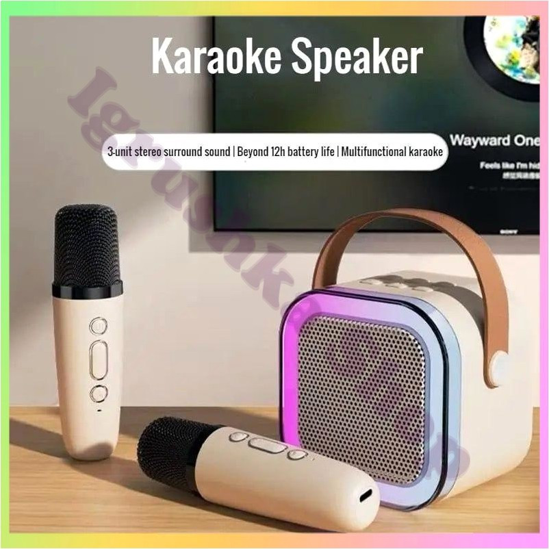 Караоке бездротовий мікрофон світлодіодний на два мікрофони портативний динамік акустична система для дітей і дорослих, фото 1