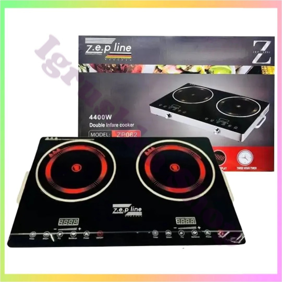 Настільна електрична плита Zepline ZP-062 інфрачервона склокерамічна двоконфоркова сенсорна потужність 4400 Вт для будинку дачі, фото 1