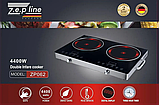 Настільна електрична плита Zepline ZP-062 інфрачервона склокерамічна двоконфоркова сенсорна потужність 4400 Вт для будинку дачі, фото 2