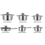 Набір кастрюль із нержавіючої сталі Zepline ZP-076 18 предметів для всіх плит антипригарне покриття жаростійке скло мірна шкала, фото 3