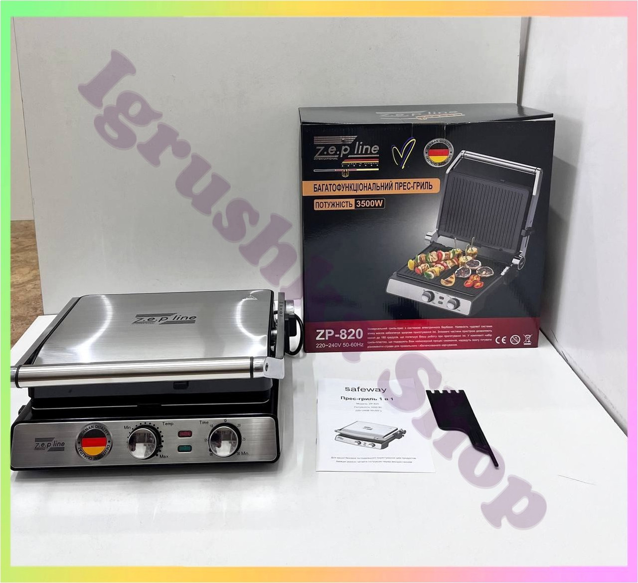 Гриль знімні пластини 3500Вт Zepline ZP820 електричний гриль для приготування їжі, фото 1