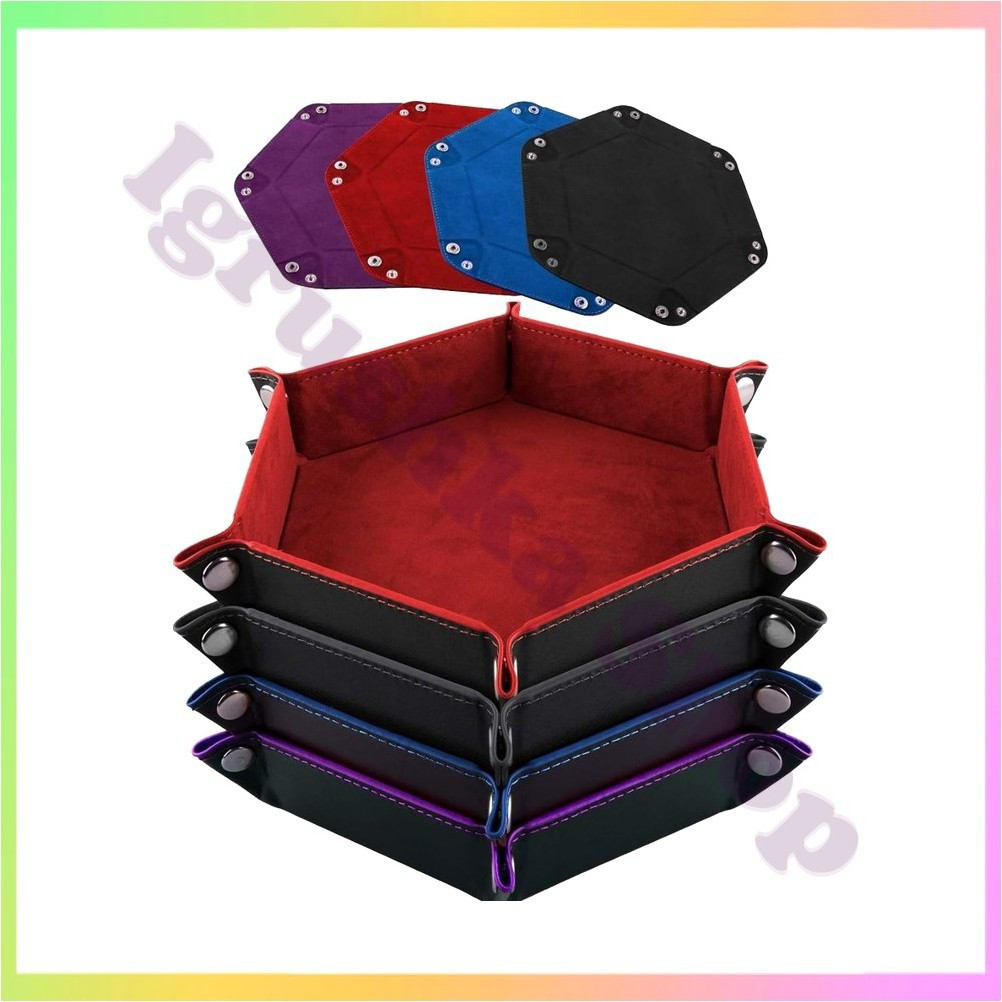 Дайс-трей лоток для кубиків складаний шестикутний шкіряний для настільних ігор рольових ігор Dungeons Dragons Pathfinder Warhammer, фото 1