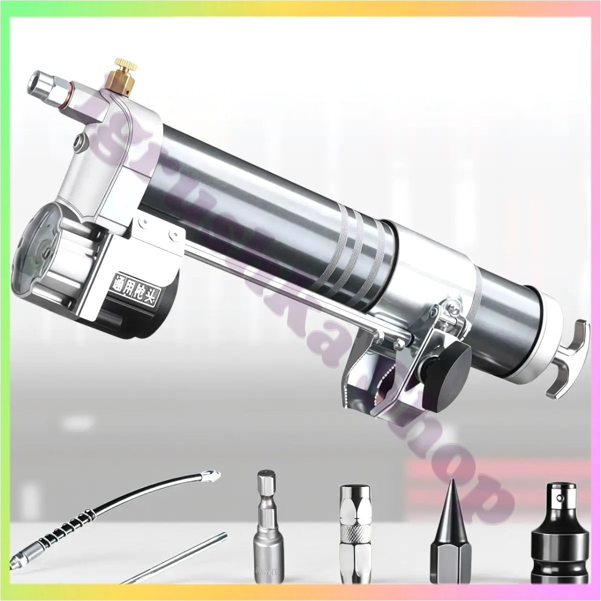 Мастильний шприц пістолет для шуруповерта з насадками для олії заправки зливу авто техніки промисловості механізмом подачі, фото 1