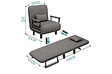 Універсальне крісло ліжко 2в1 сіре розкладне компактне для дому офісу дачі 190х65 см модель KR-65, фото 2