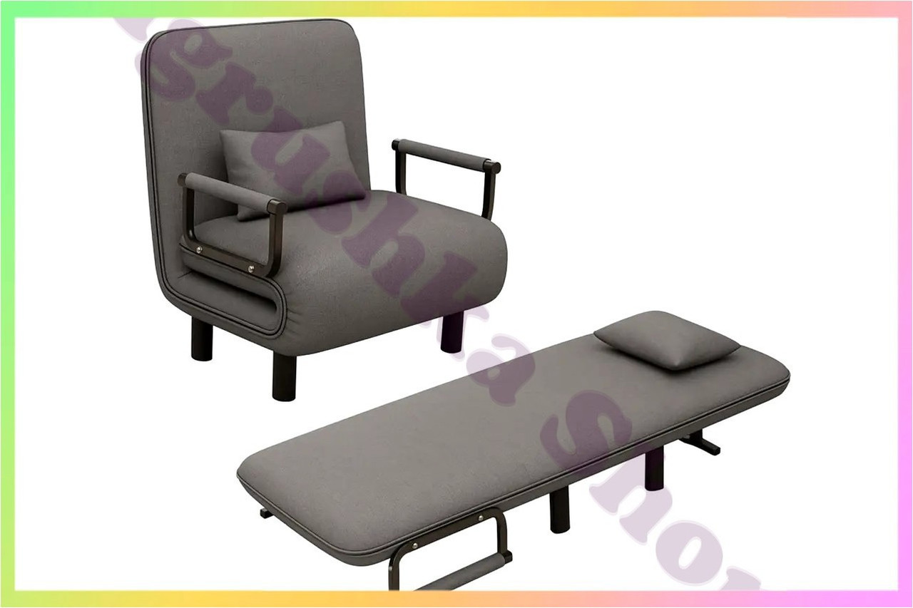 Крісло ліжко розкладне універсальне сіре компактне для дому офісу дачі туристичних баз гостей 190 см 80 см 2 в 1, фото 1