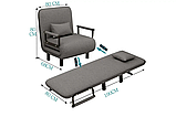 Крісло ліжко розкладне універсальне сіре компактне для дому офісу дачі туристичних баз гостей 190 см 80 см 2 в 1, фото 2