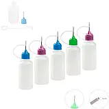 Пластикові пляшечки 5 штук 20 мл з металевим носиком та кришкою для рідин олій фарб клею та хімічних речовин, фото 3