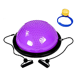 Гімнастична напівсфера для фітнесу фітбол напівсфера PF-01 60 см з шипами тренажер для балансу координації йоги пілатесу, фото 5