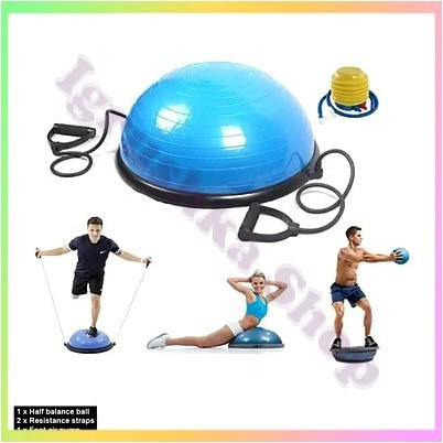 Гімнастична напівсфера для фітнесу балансова півсфера тренажер для координації м'язів еспандері насос 60 см PF-02, фото 1